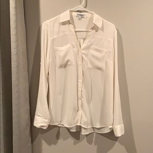 Express Portfolio Polyester Button Down Blouse